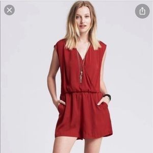 Banana Republic burnt orange silk romper